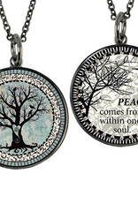 SLL- Light Blue Peace Tree Medium Reversible Circle Necklace