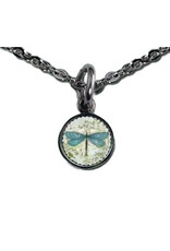 SLL- Blue Dragonfly Live Life Small Circle Necklace
