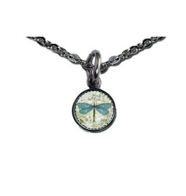 SLL- Blue Dragonfly Live Life Small Circle Necklace