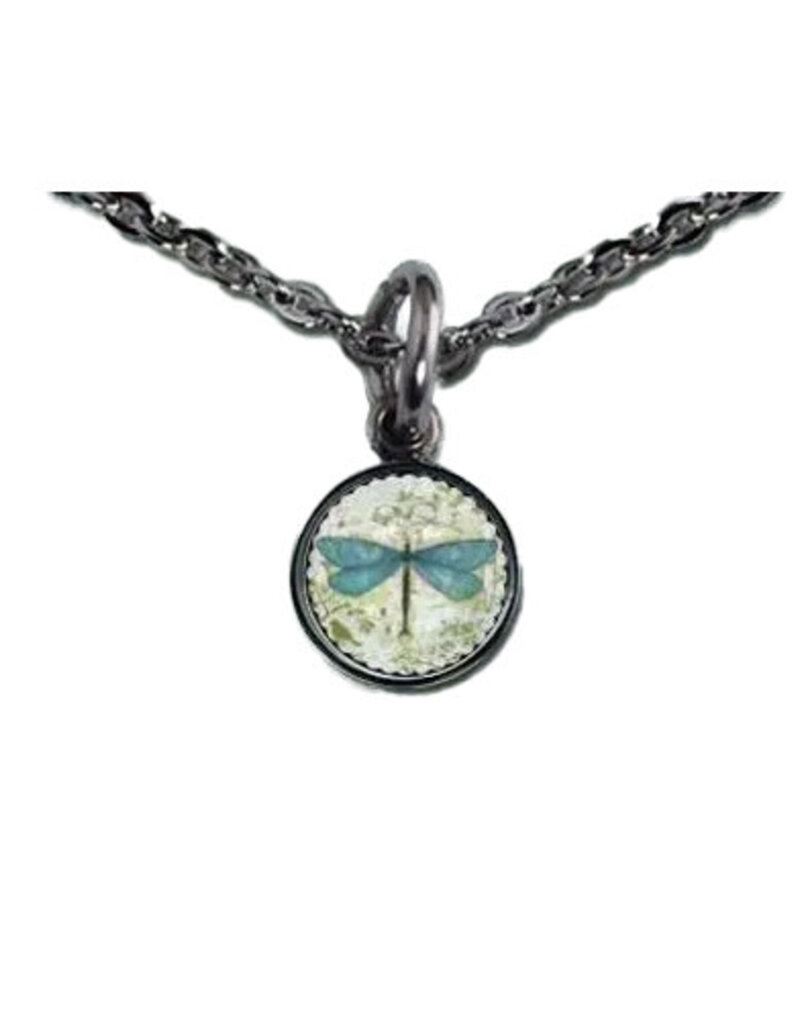 SLL- Blue Dragonfly Live Life Small Circle Necklace
