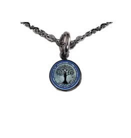 SLL- Dark Blue Brave Tree Small Circle Necklace