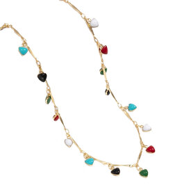 Boho Heart Charm Belly Chain- Solid Copper, Enamel