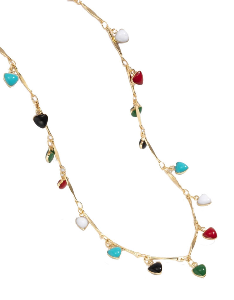 Boho Heart Charm Belly Chain- Solid Copper, Enamel