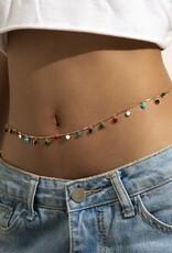 Boho Heart Charm Belly Chain- Solid Copper, Enamel