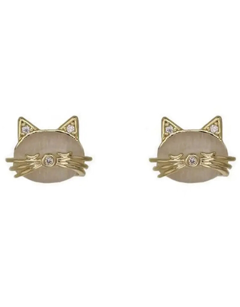 Opal Cat Mini Stud Earrings- Sterling Silver