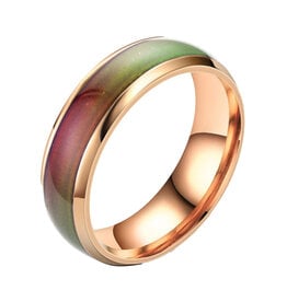 Mood Ring- Rose Gold Rainbow Temperature- 6mm Stainless Steel