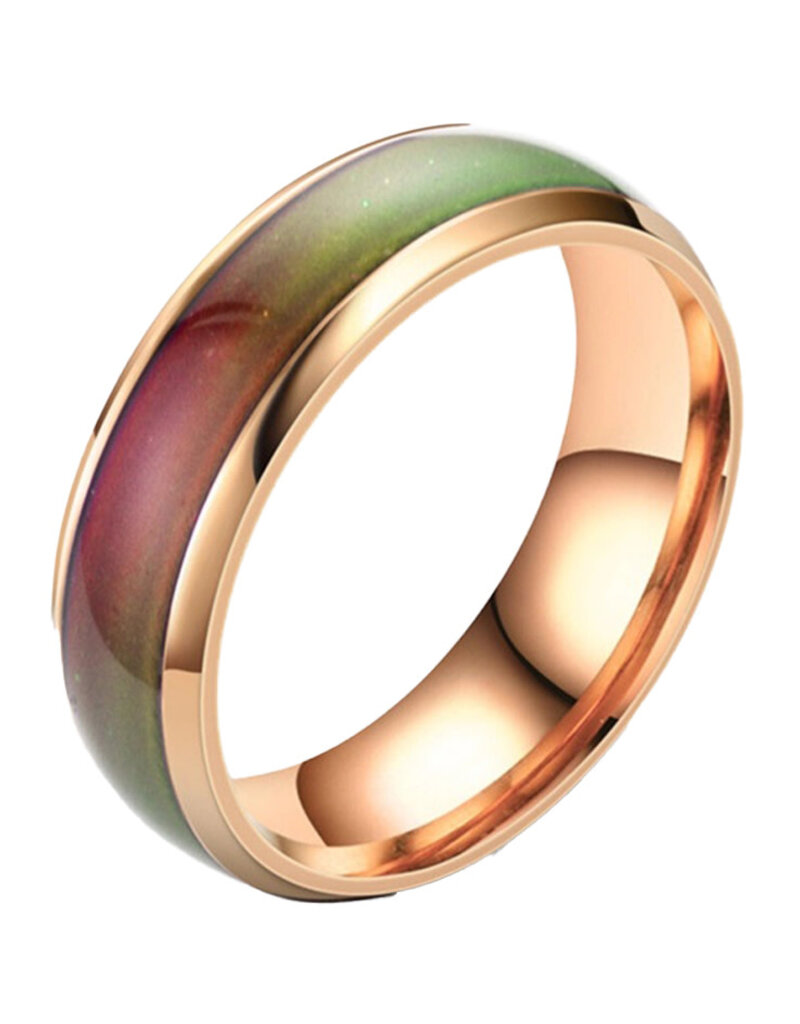 Mood Ring- Rose Gold Rainbow Temperature- 6mm Stainless Steel