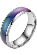 Mood Ring- Silver Rainbow Temperature- 6mm Stainless Steel