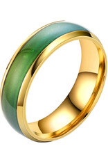 Mood Ring- Gold Rainbow Temperature- 6mm Stainless Steel