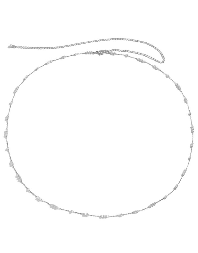 Dainty Beaded Pearl Waist Belly Chain- Solid Copper