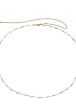 Dainty Beaded Pearl Waist Belly Chain- Solid Copper
