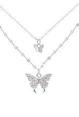 SN- Butterfly Layered Charm Necklace 2- Sterling Silver