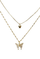 SN- Butterfly Layered Charm Necklace 2- Sterling Silver