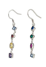 Rainbow Colored Gem Drop Earrings- Sterling Silver