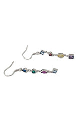 Rainbow Colored Gem Drop Earrings- Sterling Silver
