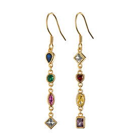 Rainbow Colored Gem Drop Earrings- Sterling Silver