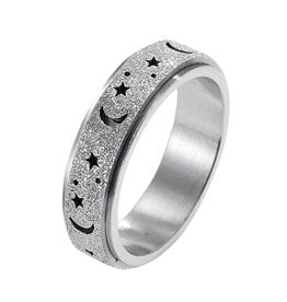 FS- Rainbow Moon Star Fidget Spinner Ring- Stainless Steel