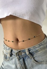 Green Crystal Beaded Belly Chain- Solid Copper