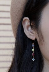 Rainbow Colored Gem Drop Earrings- Sterling Silver