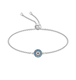 Dainty Evil Eye Crystal Charm Bracelet- Solid Copper