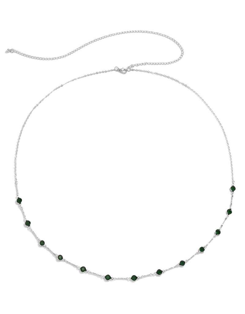Green Crystal Beaded Belly Chain- Solid Copper