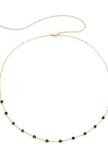 Green Crystal Beaded Belly Chain- Solid Copper