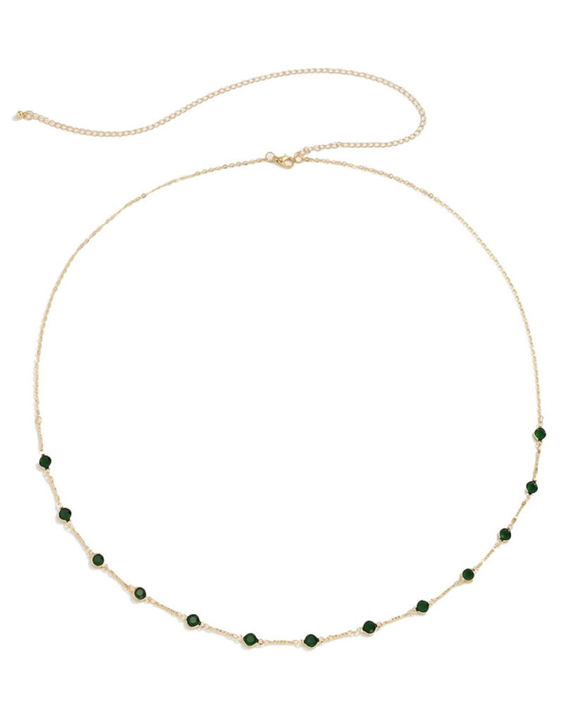 Green Crystal Beaded Belly Chain- Solid Copper