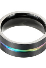 Rainbow LGBTQ Pride Black Band Ring