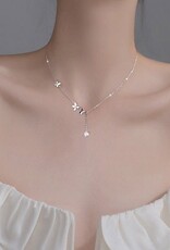 Butterfly Layered Charm Necklace- Sterling Silver