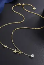 Butterfly Layered Charm Necklace- Sterling Silver