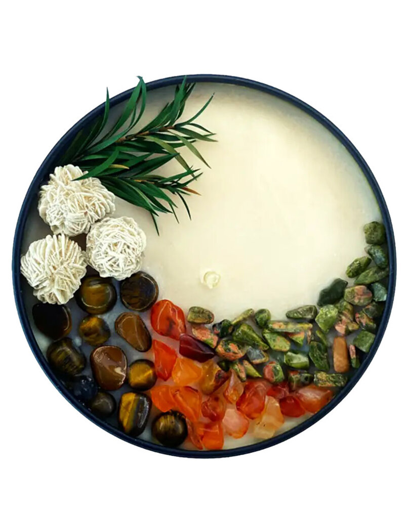 Candle - Creative Oasis -Desert Rose, Tigers Eye, Carnelian, Unakite Jasper - 8 oz