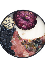 Candle - Lofn - Dalmatian Jasper, Black Obsidian. Strawberry Quartz, Mixed Tourmaline - 8 oz