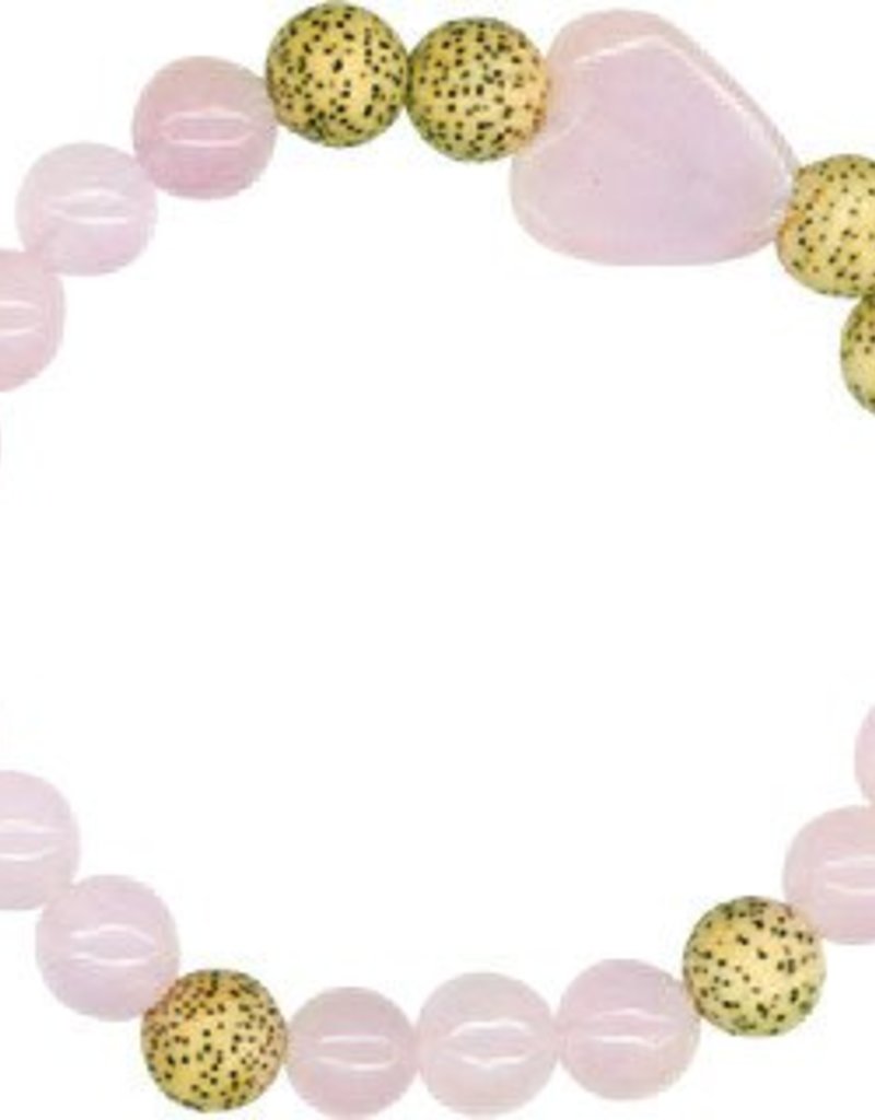 Rose Quartz and Seeds of the Lotus Flower Bracelet - Faith and Hope