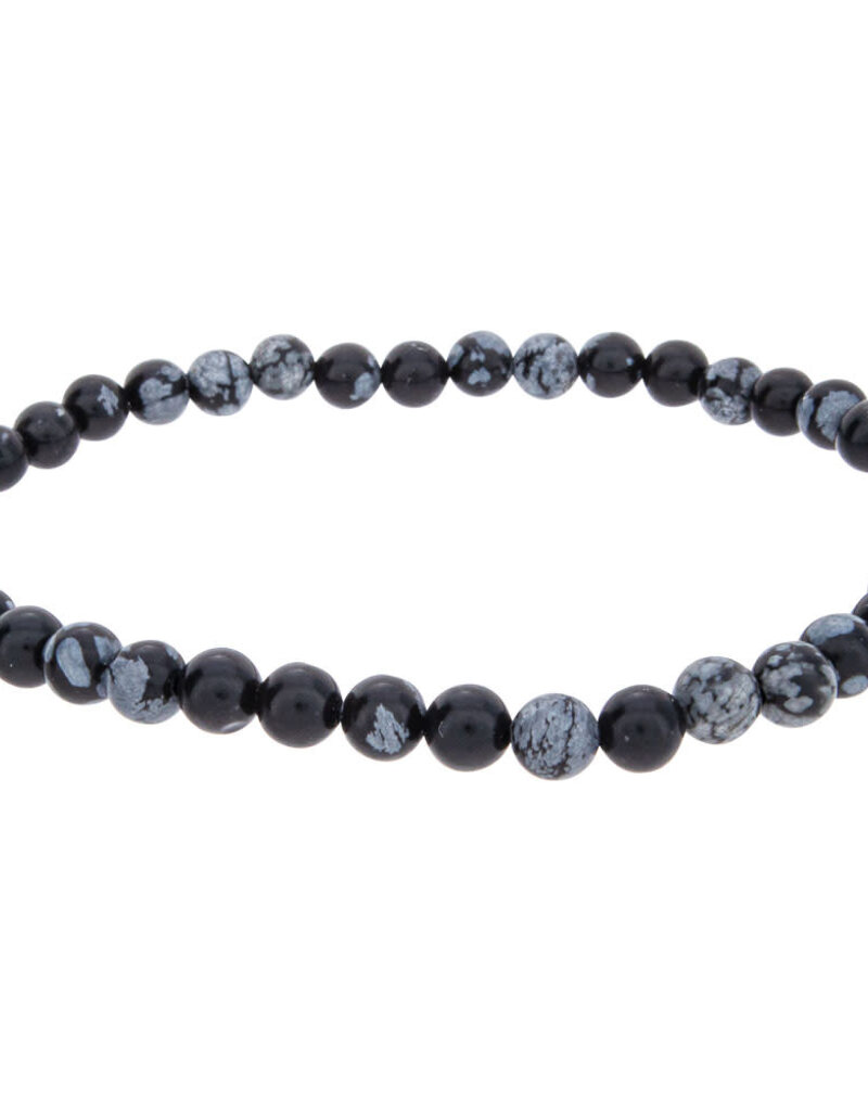 Snowflake Obsidian Bracelet - 4mm