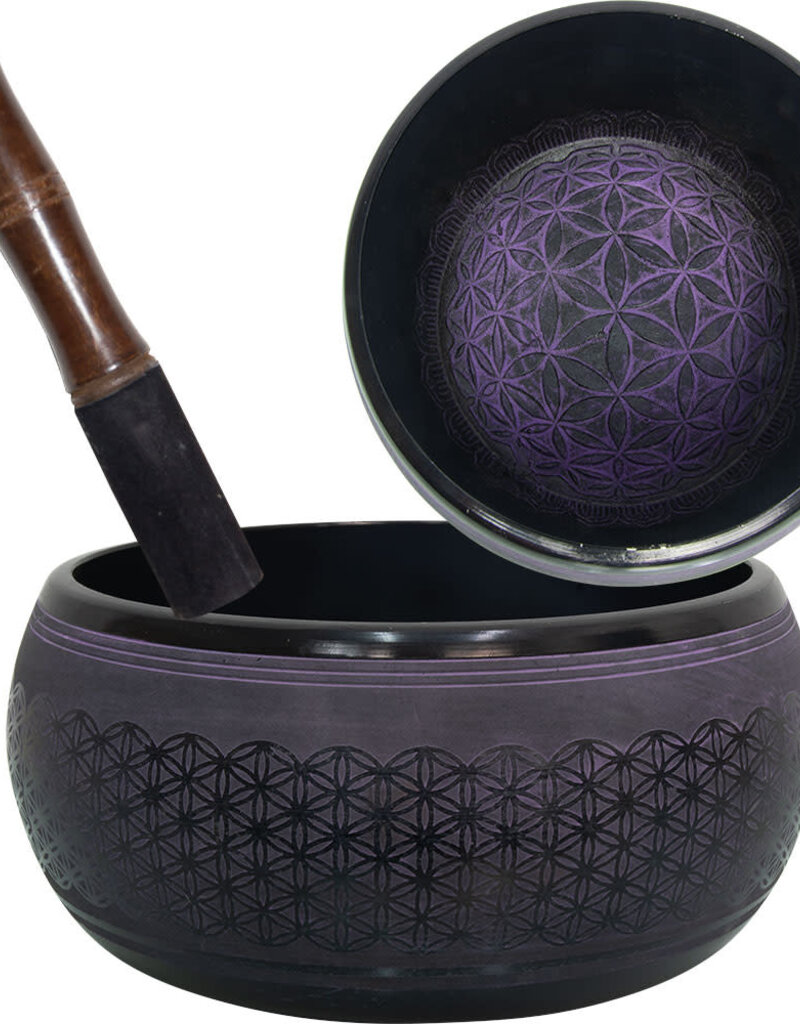 Singing Bowl- Flower of Life - Purple 8 inches - 31281