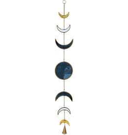 Glass & Metal Hanging Moon Phases with Bell - 31319