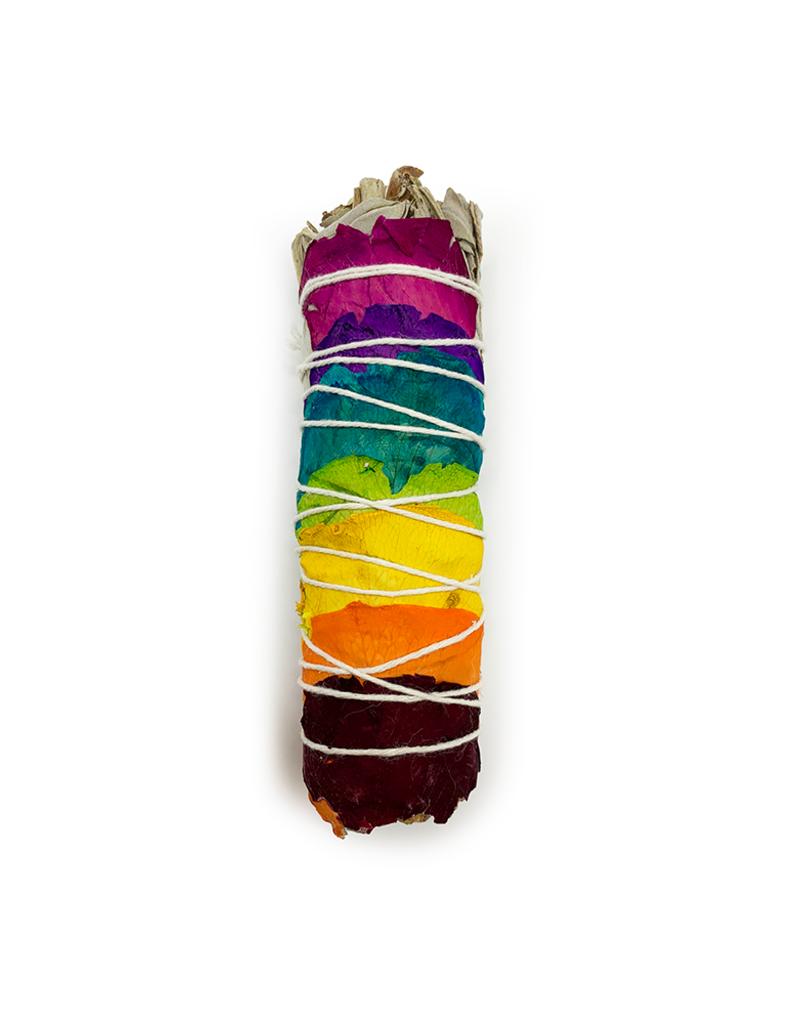 White Sage & Rose Petals Smudge- 7 Chakras 4 inch