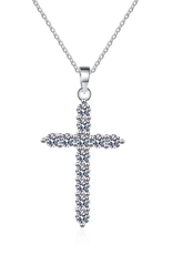 Moissanite Cross Pendant Necklace- 925 Sterling Silver