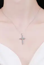 Moissanite Cross Pendant Necklace- 925 Sterling Silver