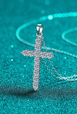 Moissanite Cross Pendant Necklace- 925 Sterling Silver