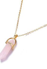 Rose Quartz Point Necklace- Solid Copper, Crystal