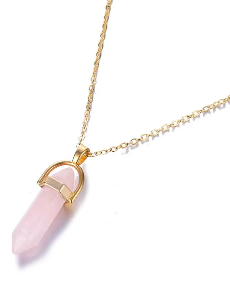 Rose Quartz Point Necklace- Solid Copper, Crystal