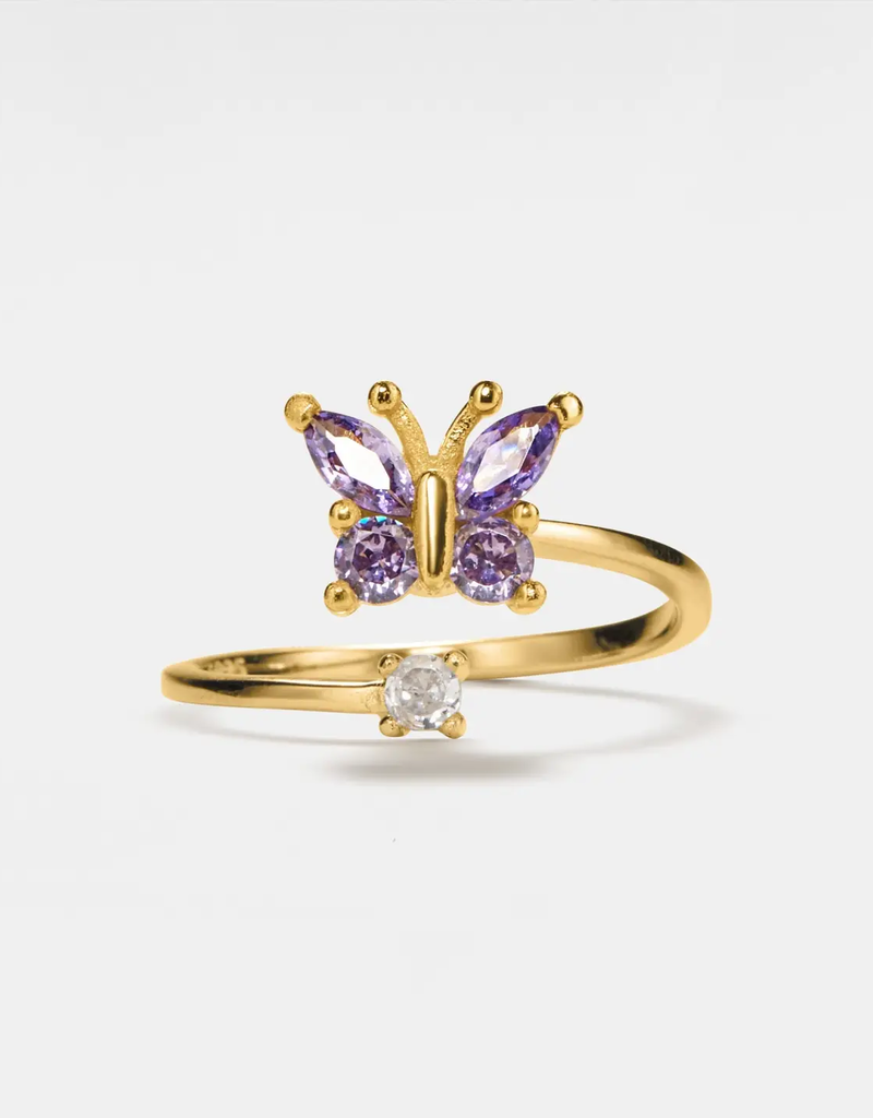 Butterfly Fidget Spinner Ring- 925 Sterling Silver Gold Plated