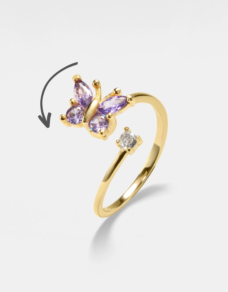 Butterfly Fidget Spinner Ring- 925 Sterling Silver Gold Plated