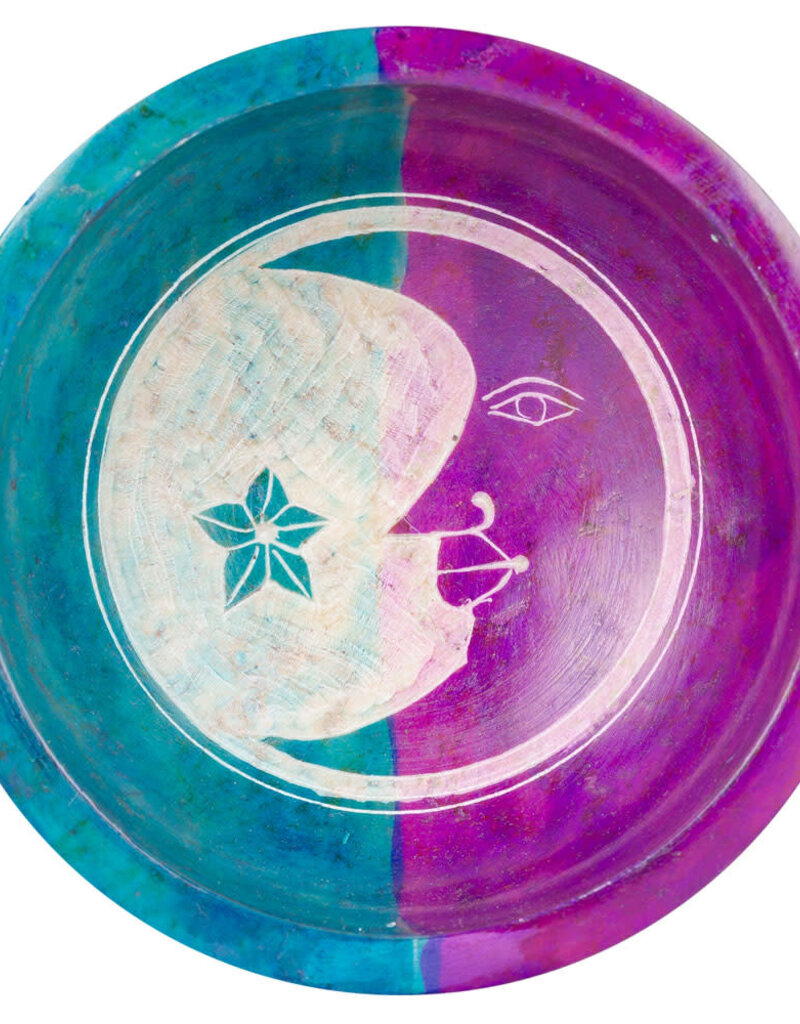 Sun and Moon Soapstone Bowl- 4 inch diam. - 66767