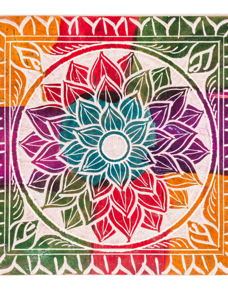 Mandala Square Soapstone Box- 4 x 4 x 1.75 inch- 66774