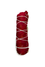 White Sage & Red Rose Petals Smudge- 4 inch- NA-WHSRROSE