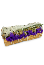 White Sage & Purple Sea Lavender Smudge- 4 inches