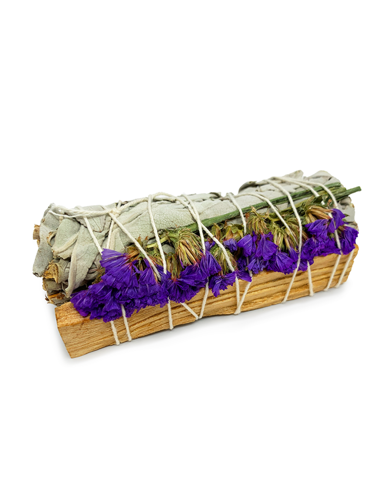 White Sage & Purple Sea Lavender Smudge- 4 inch