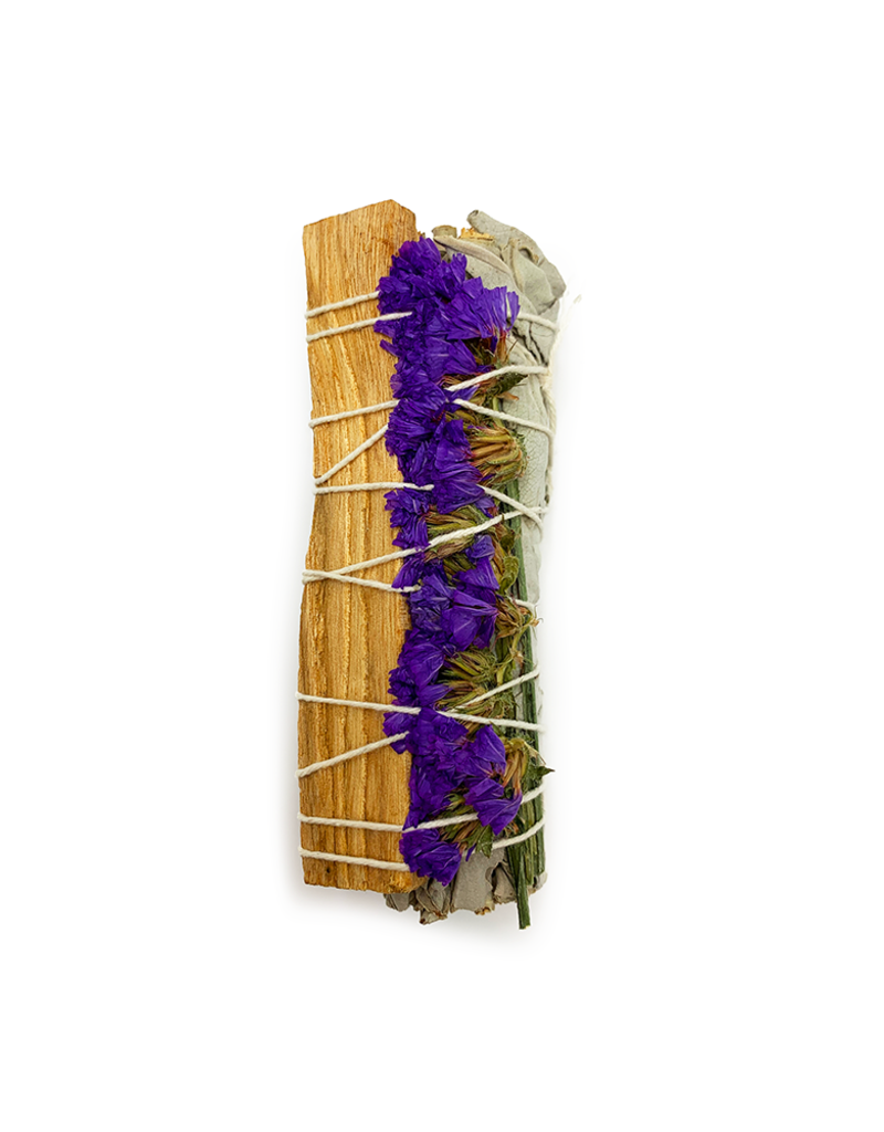 White Sage & Purple Sea Lavender Smudge- 4 inches
